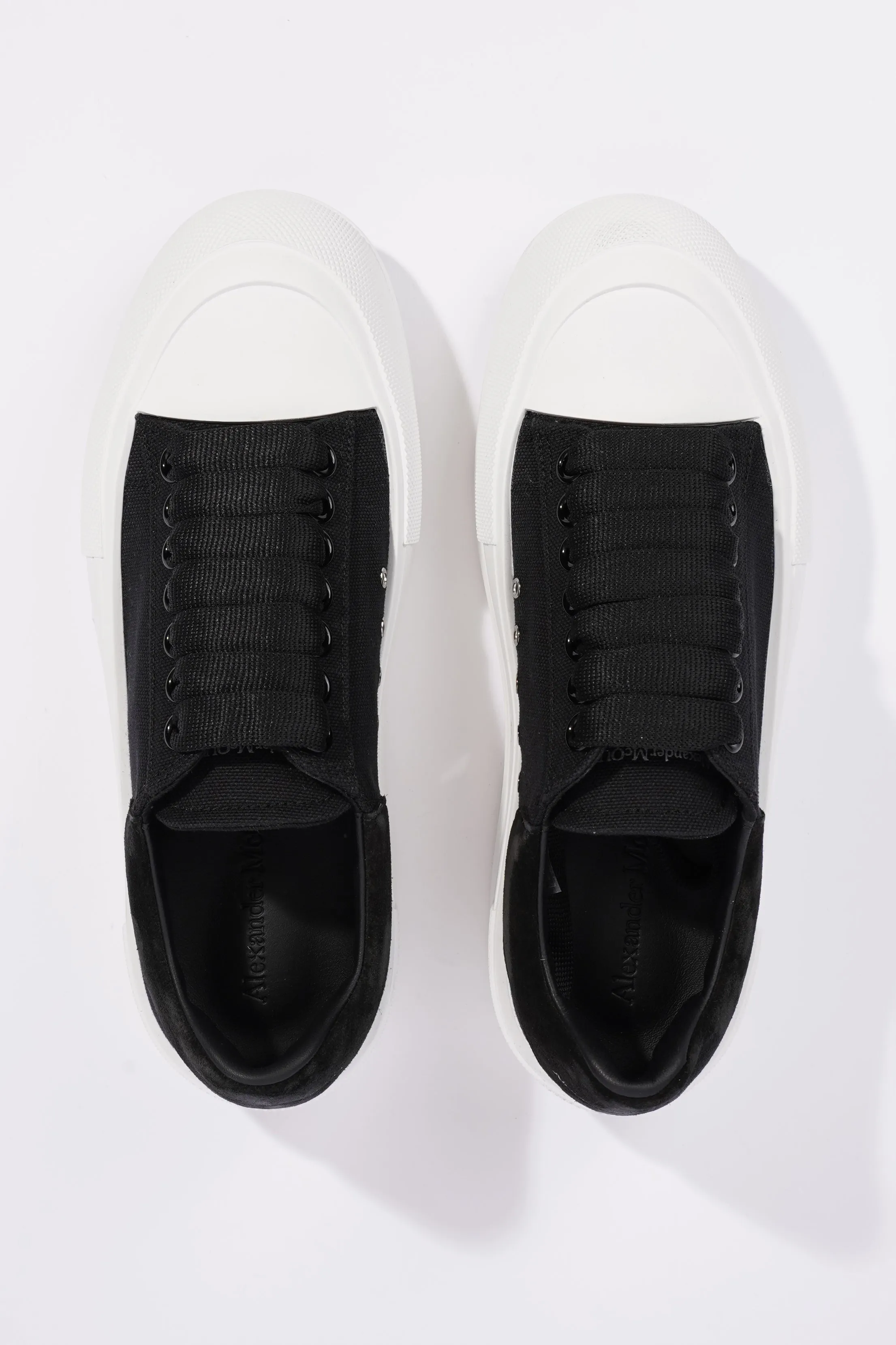 Alexander McQueen Deck Plimsoll Black / White Canvas EU 37 UK 4