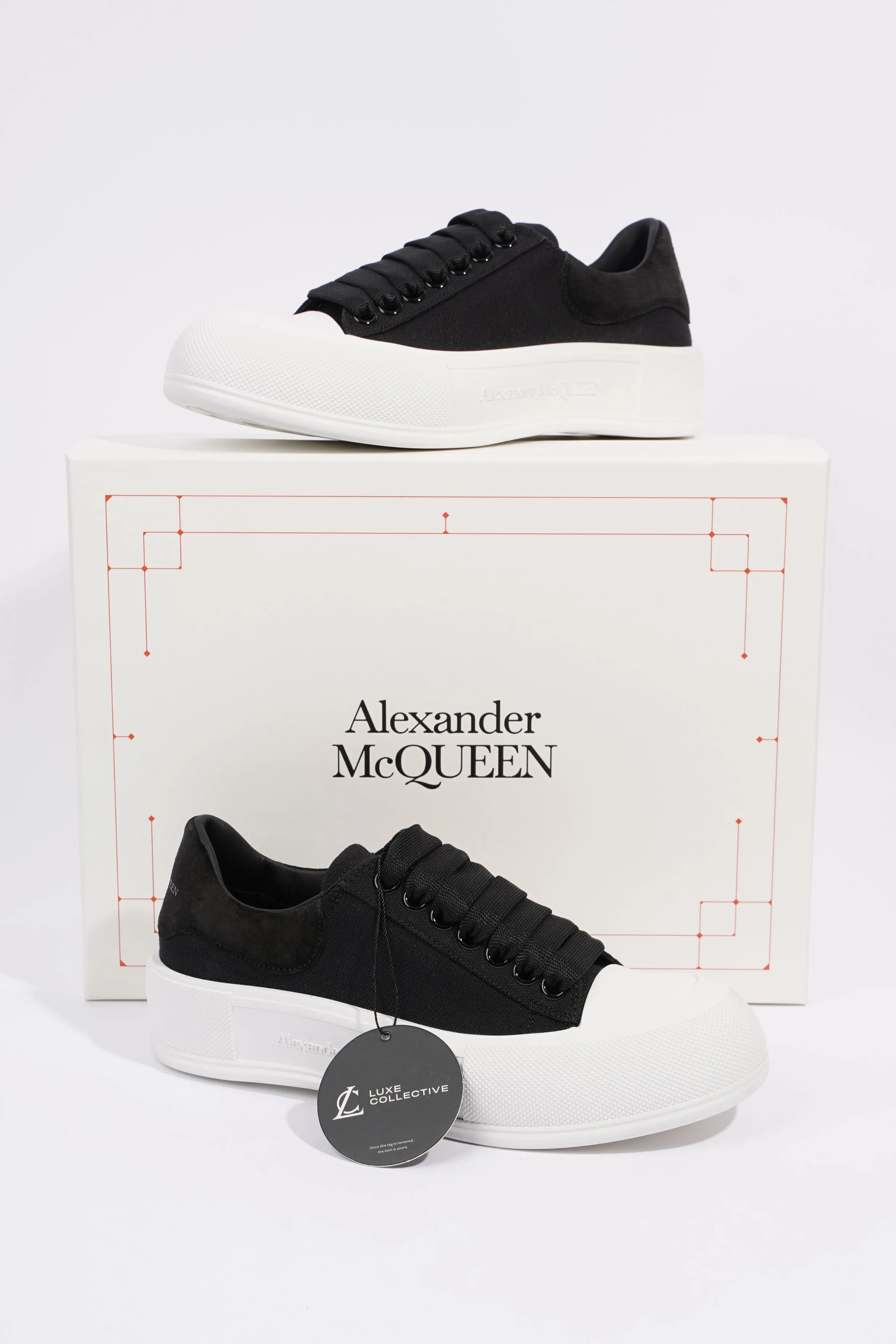 Alexander McQueen Deck Plimsoll Black / White Canvas EU 37 UK 4