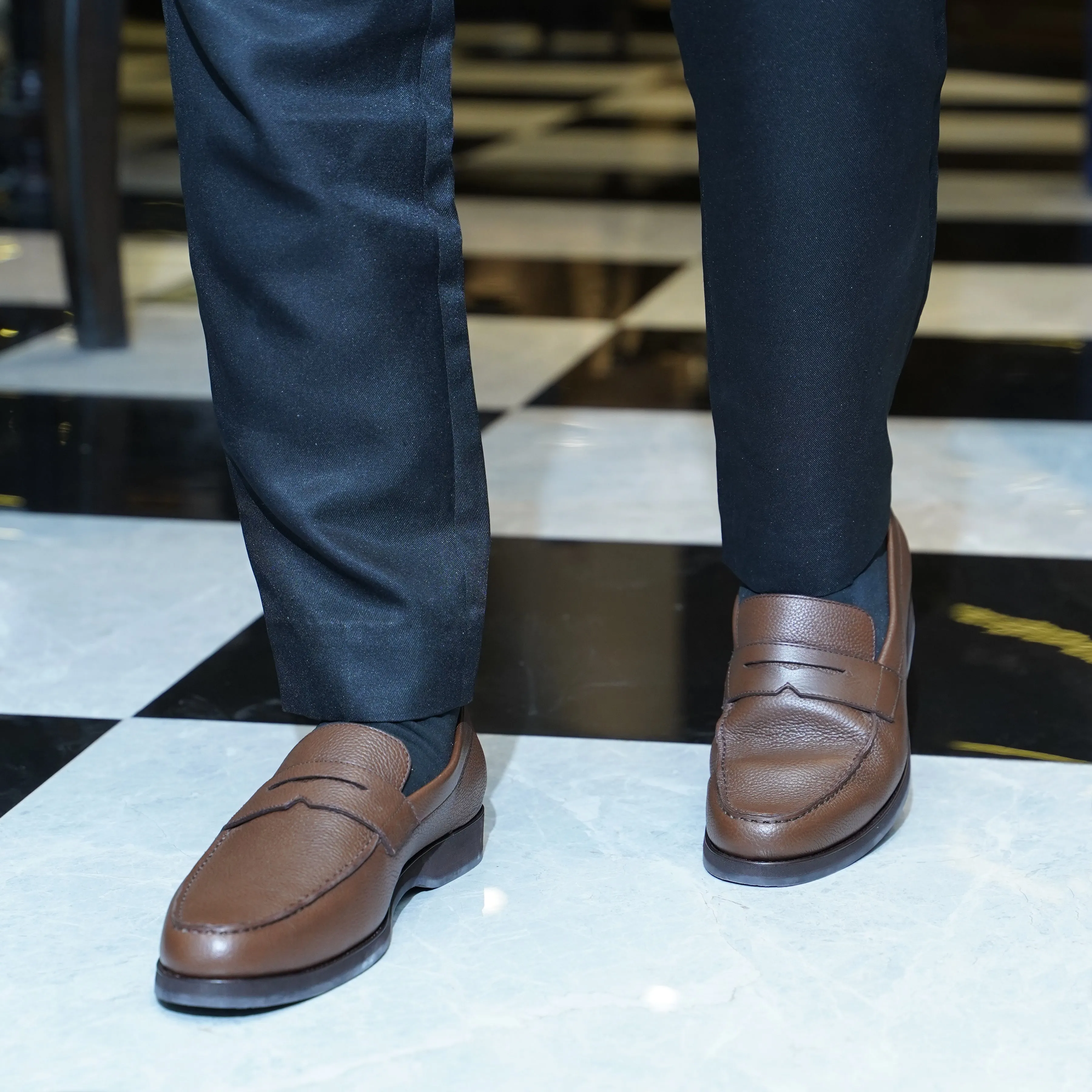 Asador - Men's Brown Pebble Grain Leather Loafer