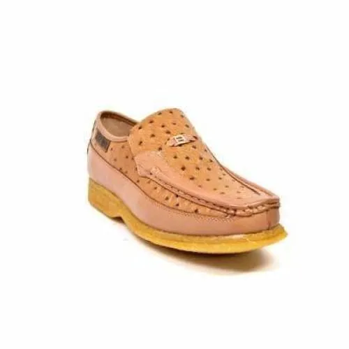 British Walkers Harlem Men's Cognac Tan Leather Crepe Sole Slip On Shoes