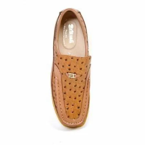 British Walkers Harlem Men's Cognac Tan Leather Crepe Sole Slip On Shoes