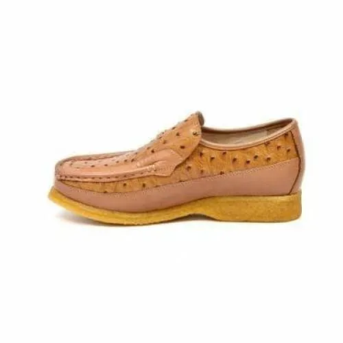 British Walkers Harlem Men's Cognac Tan Leather Crepe Sole Slip On Shoes