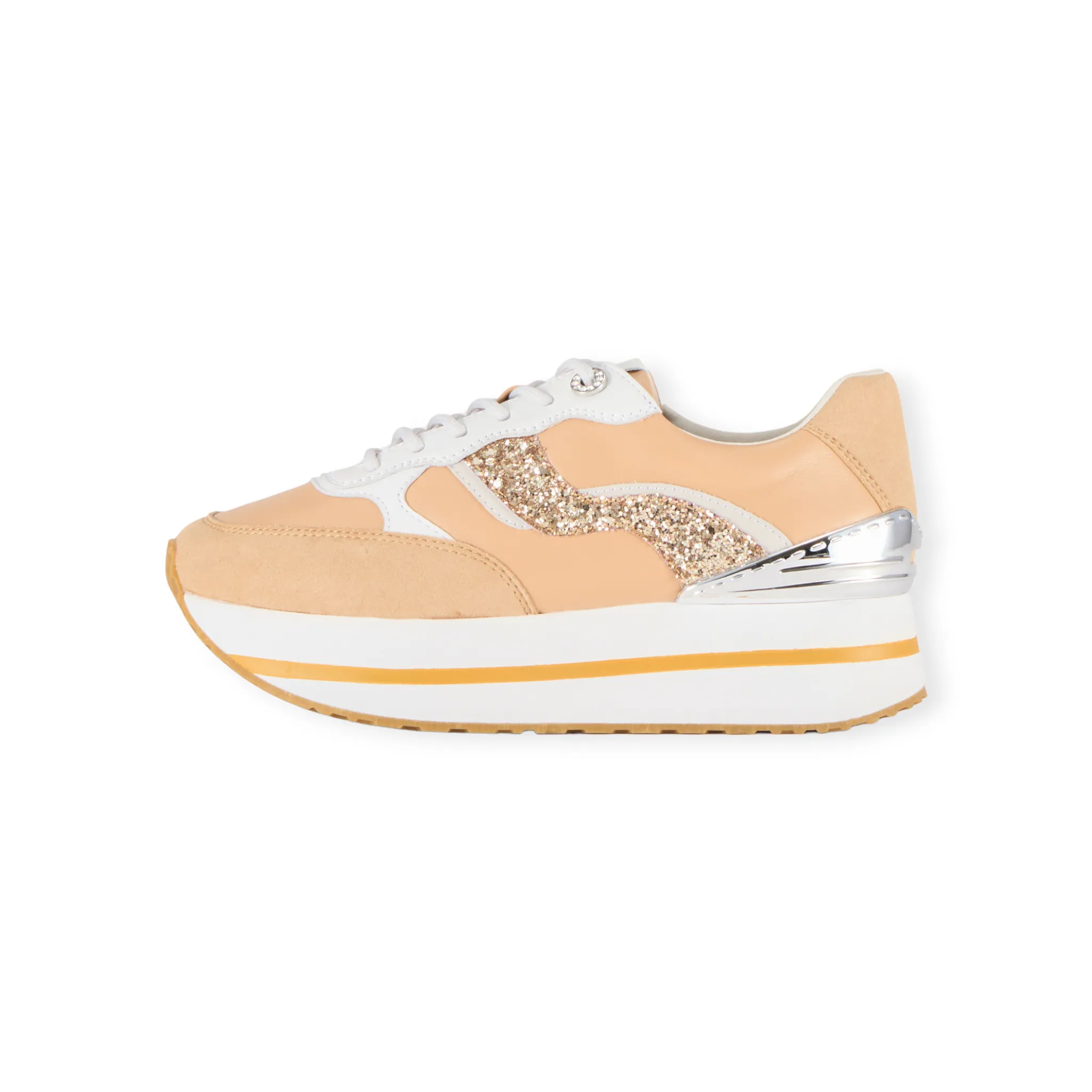 Classic-style platform sneaker with flowing glitter on the sides and the stabilizer #FJ109