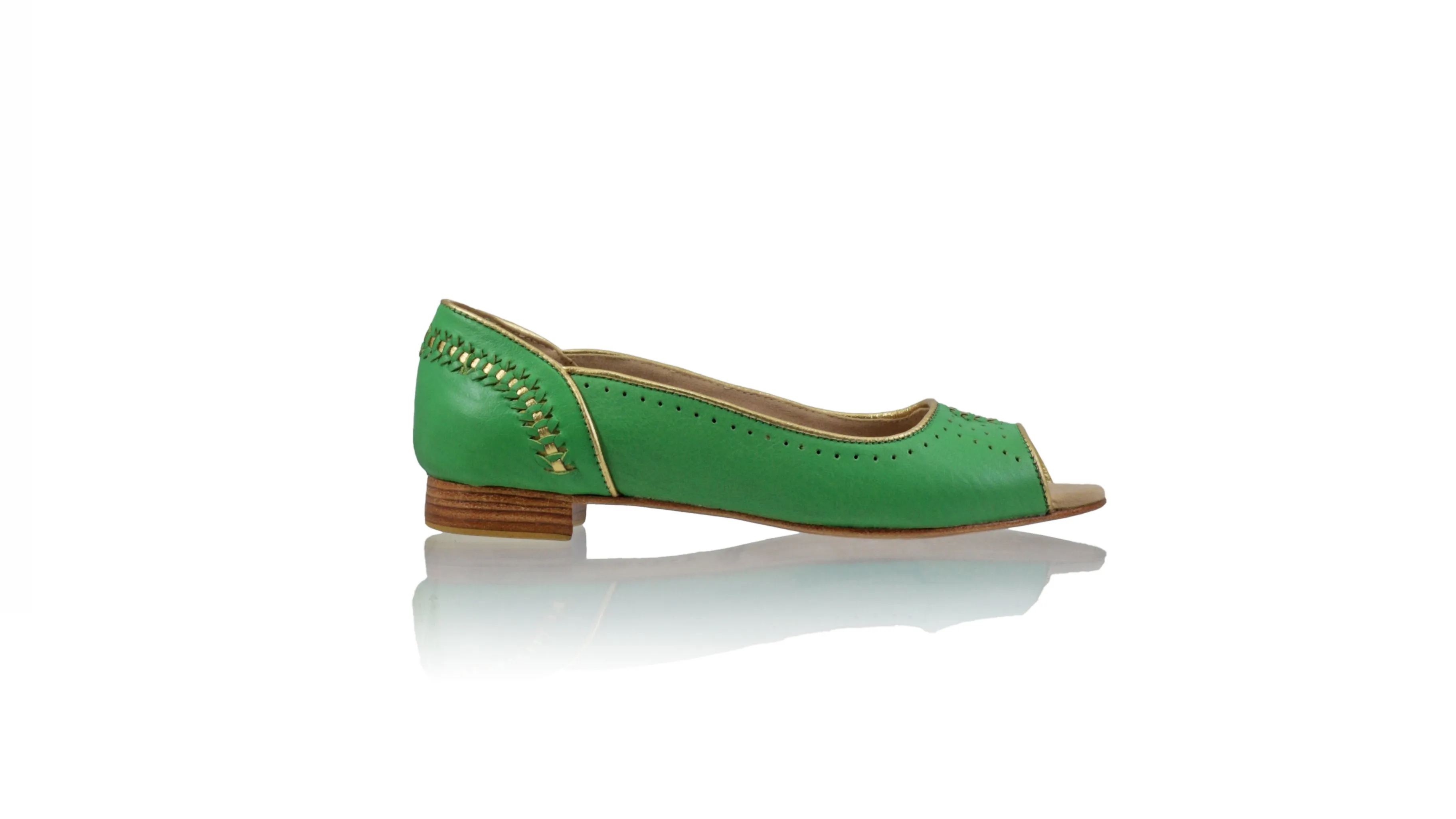 Donna 20mm Peeptoe Ballet - Forest Green & Gold