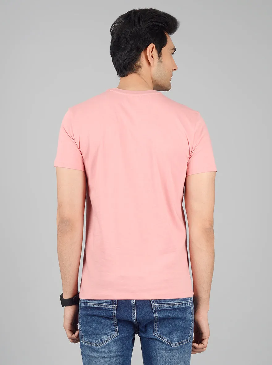 Dusty Pink Solid Slim Fit T-shirt | JadeBlue