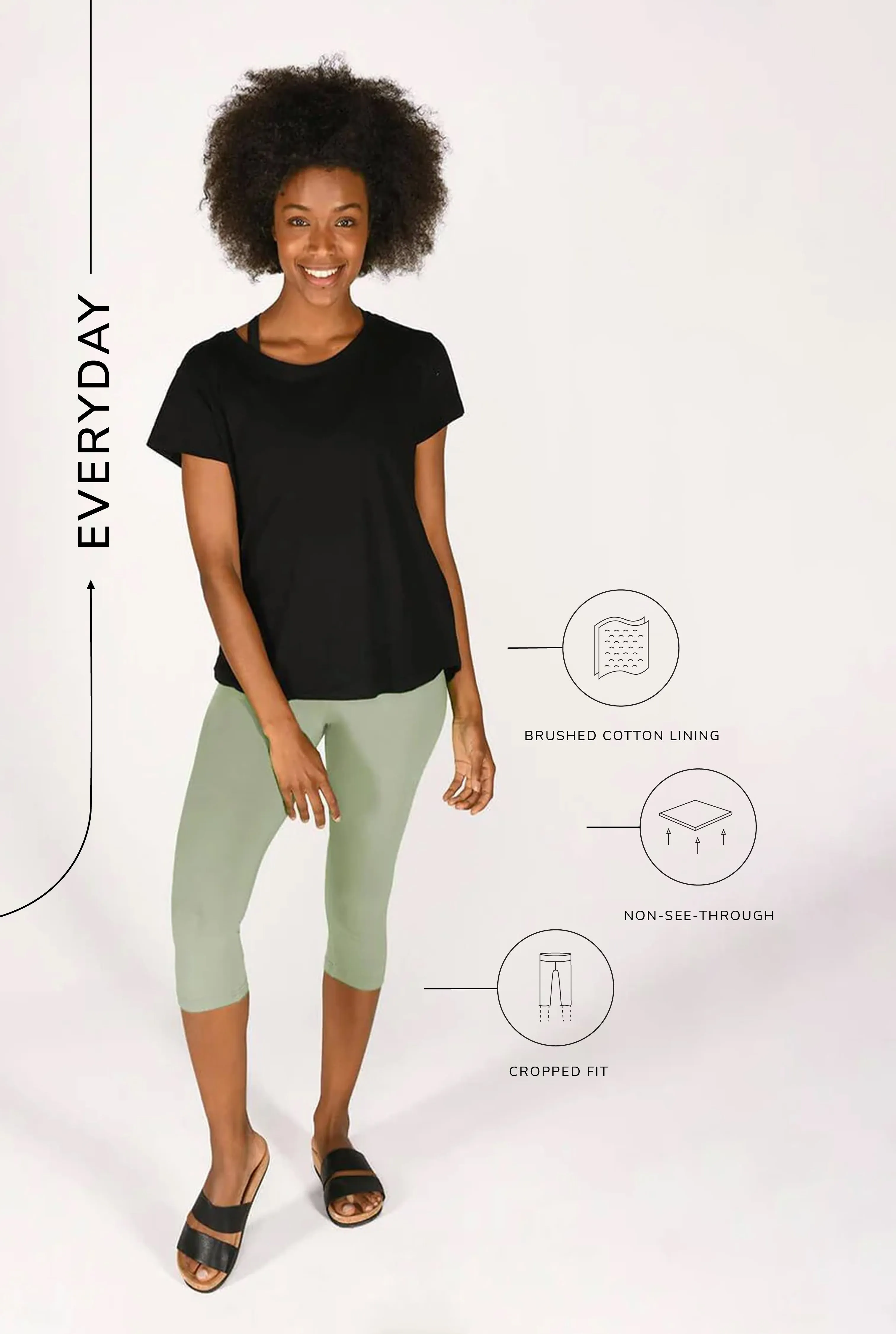 Everyday Cropped Leggings - Sage Green