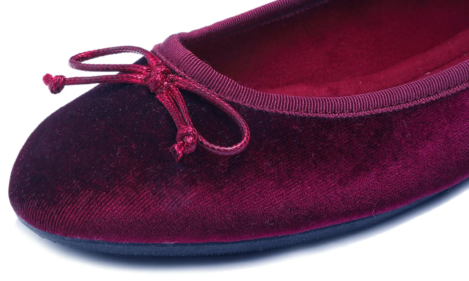 Feversole Women's Macaroon Faux Suede Memory Foam Cushion Insock Soft Ballet Flat Velvet Burgundy Red