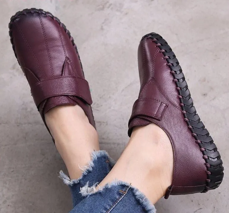 Genuine Leather Handmade Soft Flat Shoes For Women