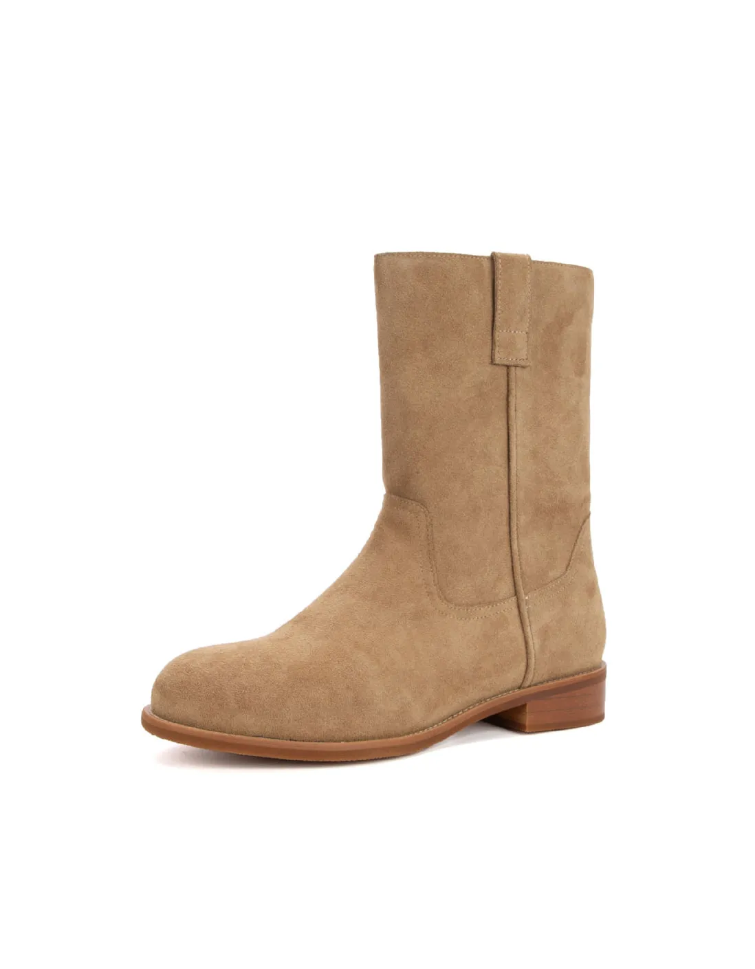 Genuine Leather Versatile Suede Mid-calf Boots