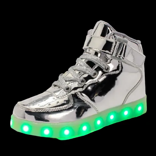 Gold/Black/Silver/Blue Led Shoes High Top With Remote | Light Up Shoes For Men And Women | Led Shoes For Kids And Adults