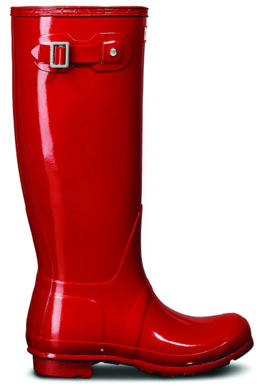 Hunter Wellies Womens Original Tall Gloss Military Red