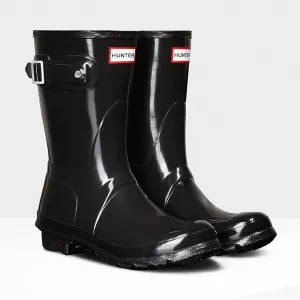 Hunter Women's Original Short Wellington Boots in Black Gloss