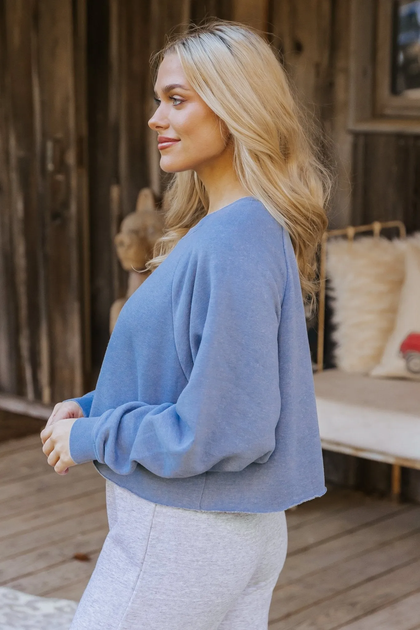 Jenna Blue Fleece Sweatshirt - DOORBUSTER