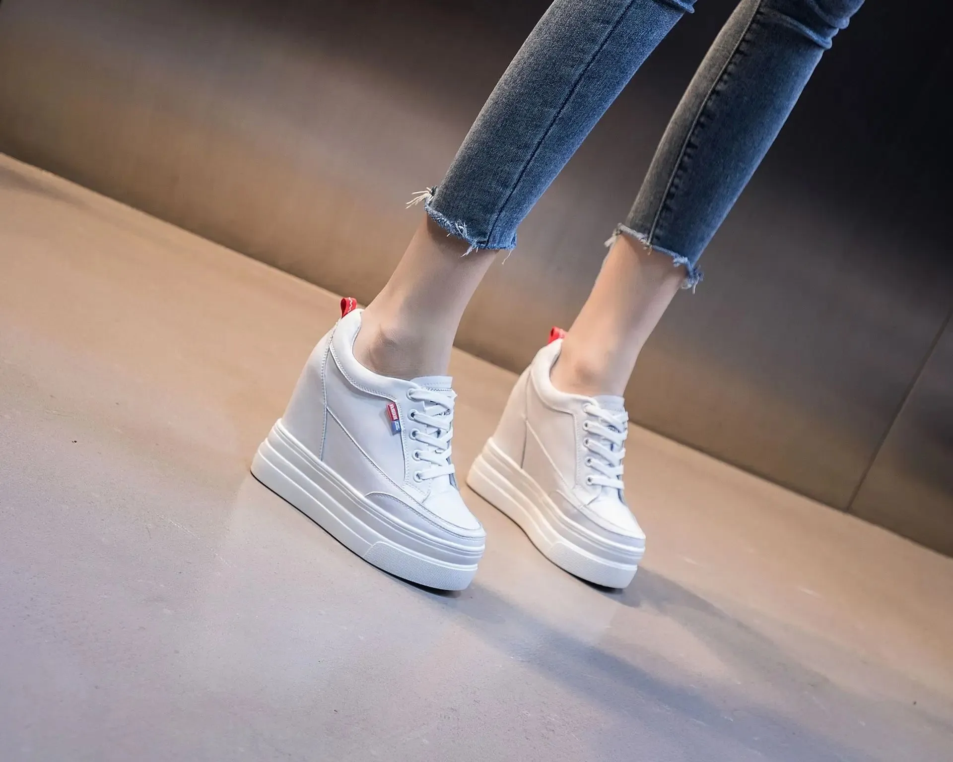 Joskaa 2024 New Comfortable White Platform Sneakers