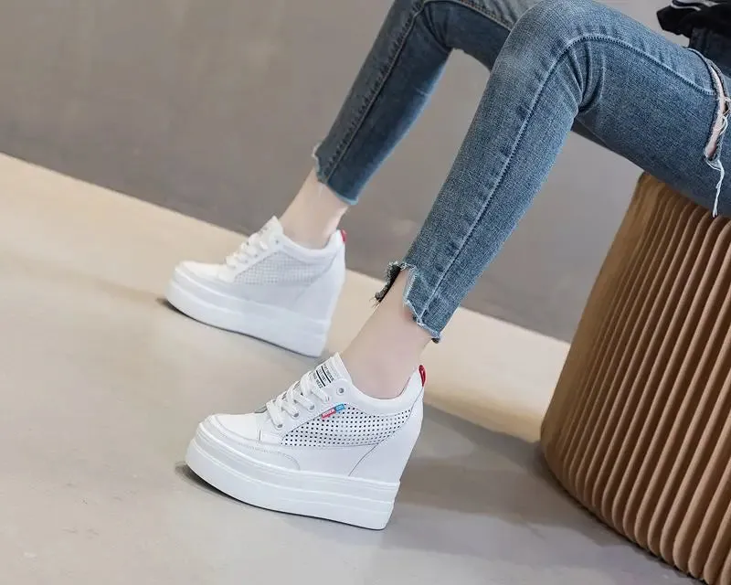 Joskaa 2024 New Comfortable White Platform Sneakers