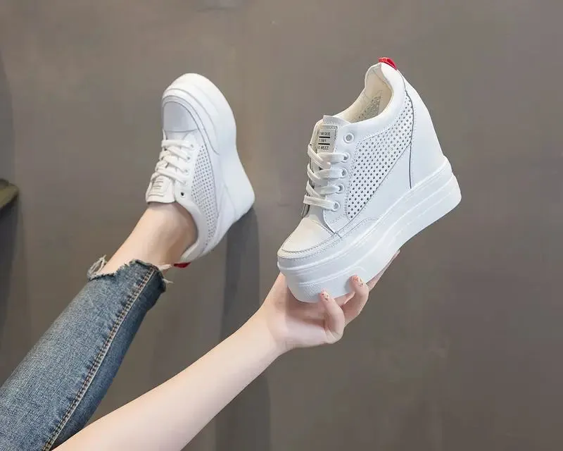 Joskaa 2024 New Comfortable White Platform Sneakers