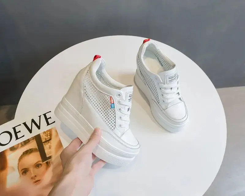 Joskaa 2024 New Comfortable White Platform Sneakers