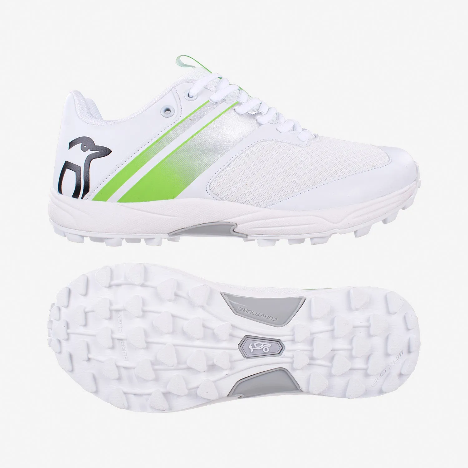 Kookaburra KC 3.0 Rubber Sole Cricket Shoes Lime/White and Silver/White