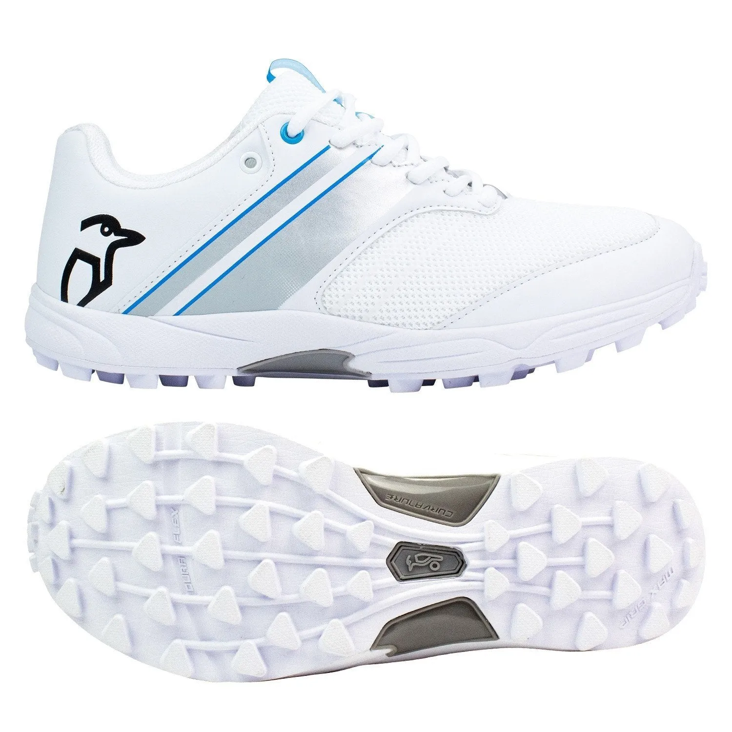 Kookaburra KC 3.0 Rubber Sole Cricket Shoes Lime/White and Silver/White