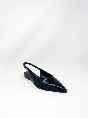 Marie in Black Embossed Croc