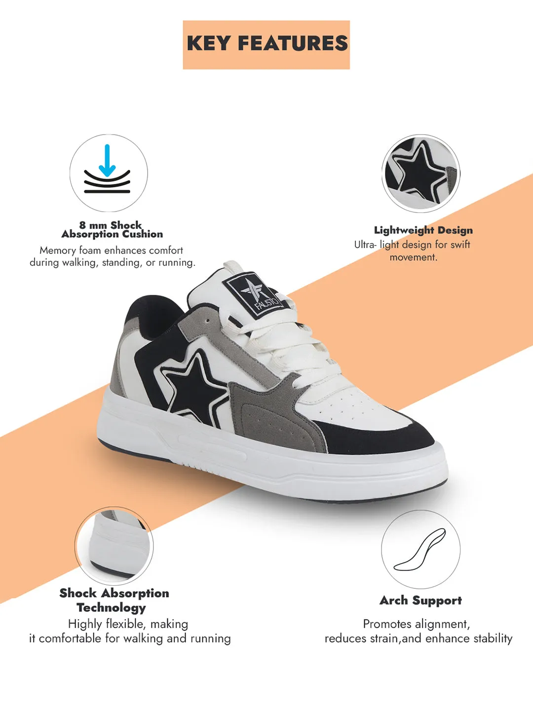 Men White Colorblocked Mid Top Breathable Lace-Up Sneaker Shoes|Memory Cushion Casual Shoes|Chunky Streetwear Fashion Sneakers