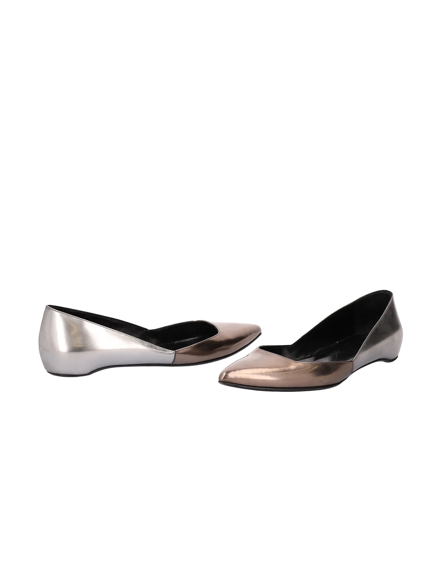 metallic two-tone ballet flats