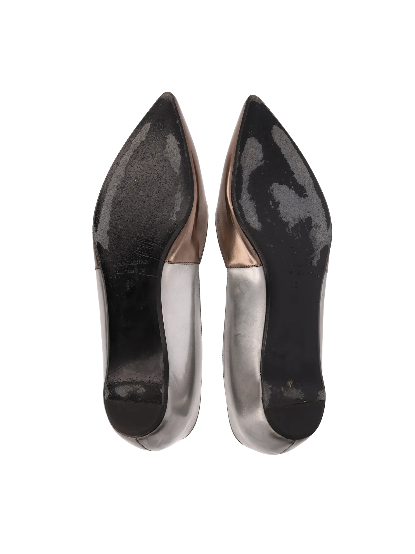 metallic two-tone ballet flats