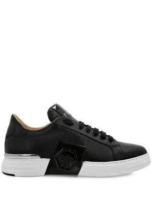 PHILIPP PLEIN LOGO-APPLIQUÉ LACE-UP SNEAKERS