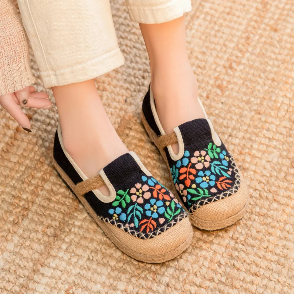 Popular Versatile Ethnic Style Linen Canvas Shoes