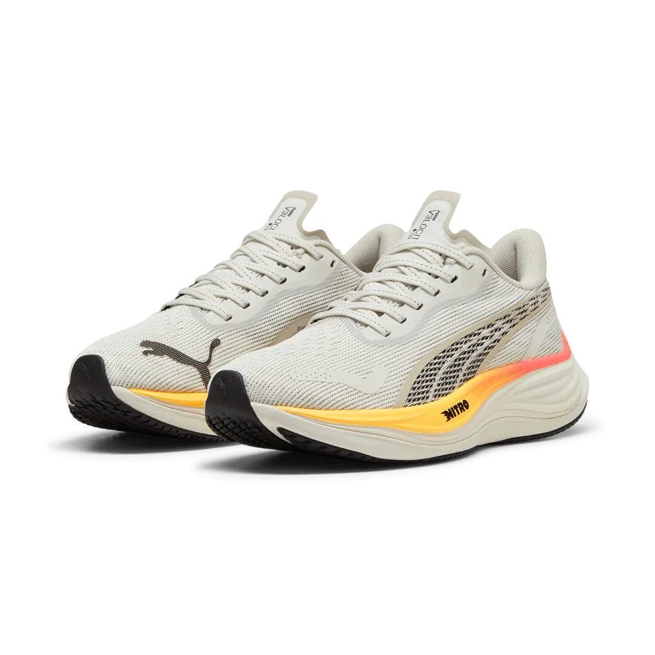 Puma Velocity Nitro 3 Women's Running Shoes Vapor Gray Sun Stream-Sunset Glow - AW24