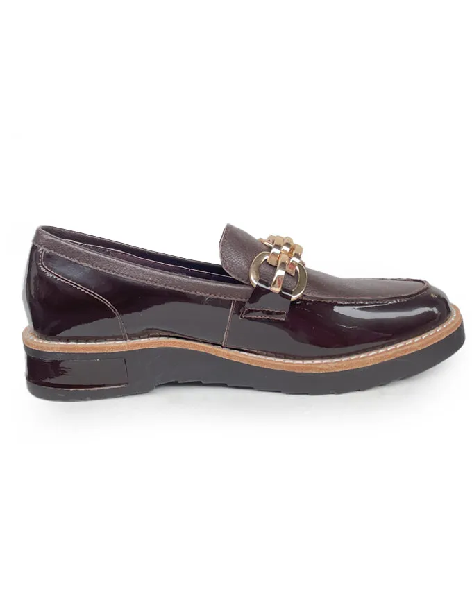 ROSKAR Loafers Choc Patent Mix