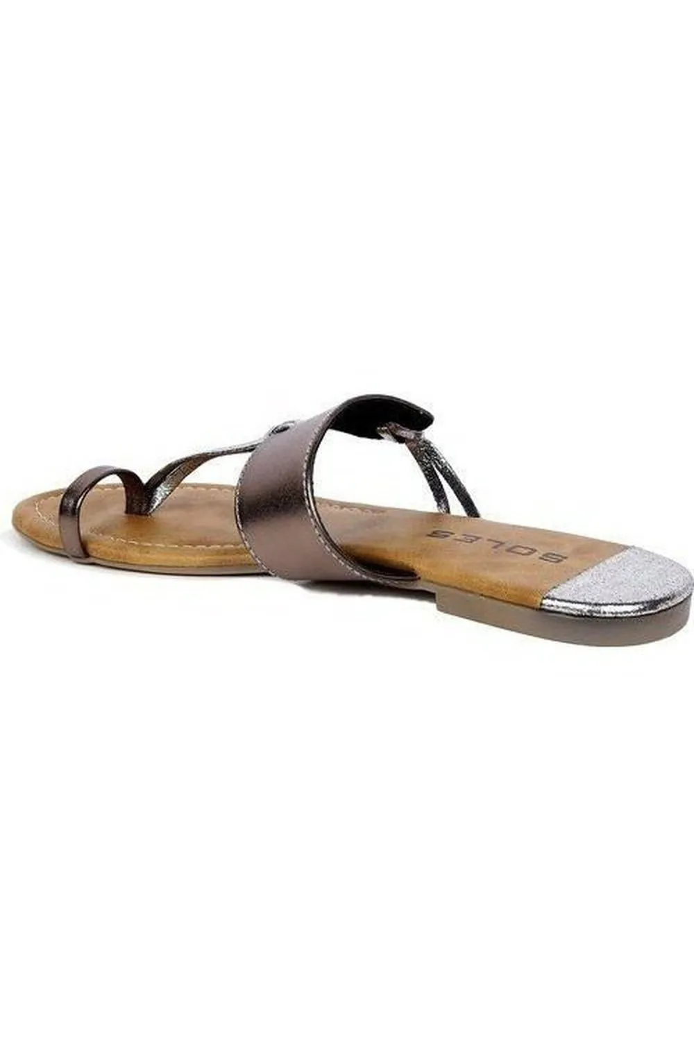 SOLES Metallic Flat Sandals - Elegant