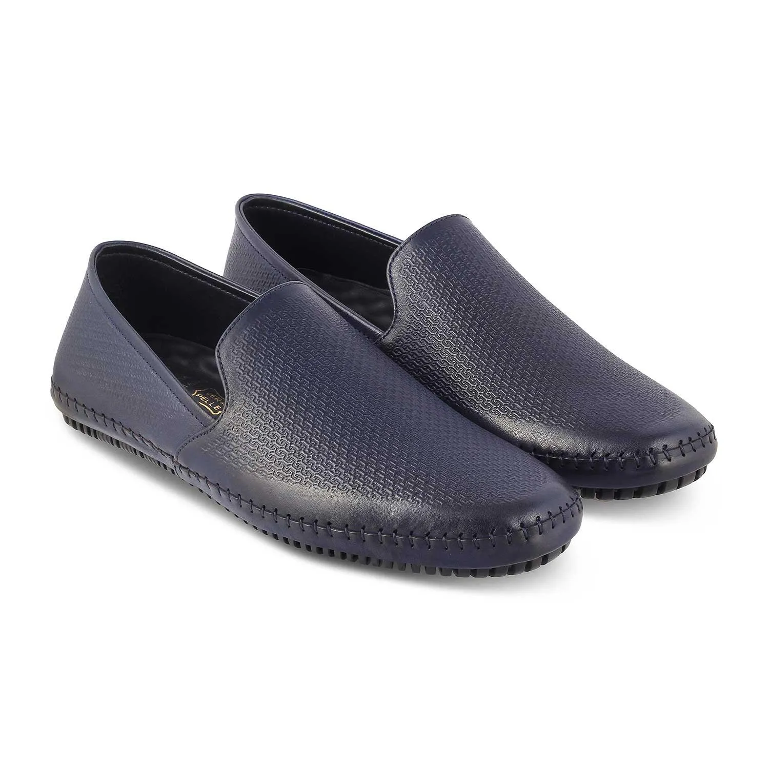 The Kslip Blue Men's Leather Loafers Tresmode