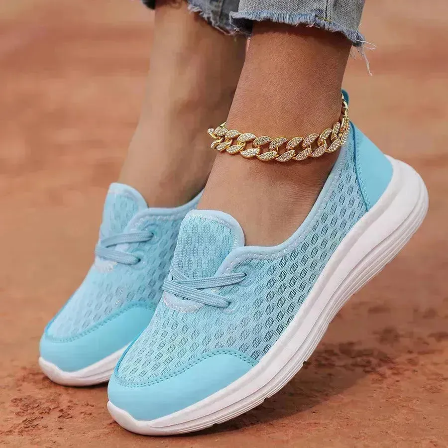 Trendy Lace-up Mesh Sneakers Fashion Sports Shoes Women Solid Cozy Flats Shoes sneakers for women