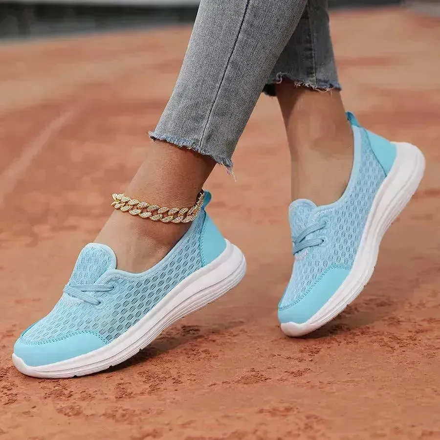 Trendy Lace-up Mesh Sneakers Fashion Sports Shoes Women Solid Cozy Flats Shoes sneakers for women