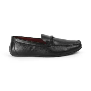 Tresmode Event Black Men's Leather Driving Loafers