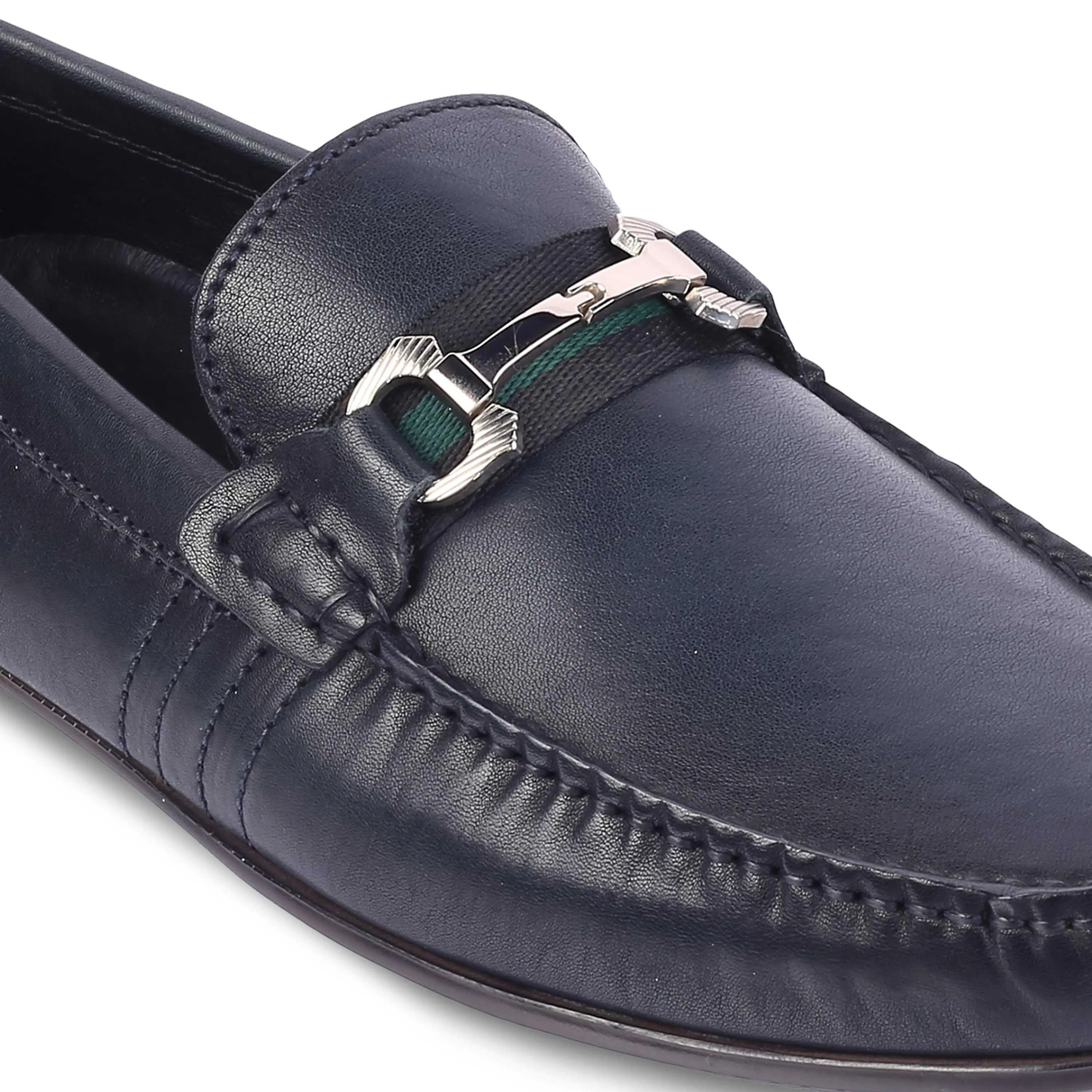 Tresmode Leavre Blue Men's Leather Driving Loafers