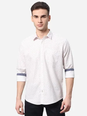 White Printed Classic Fit Casual Shirt | Greenfibre